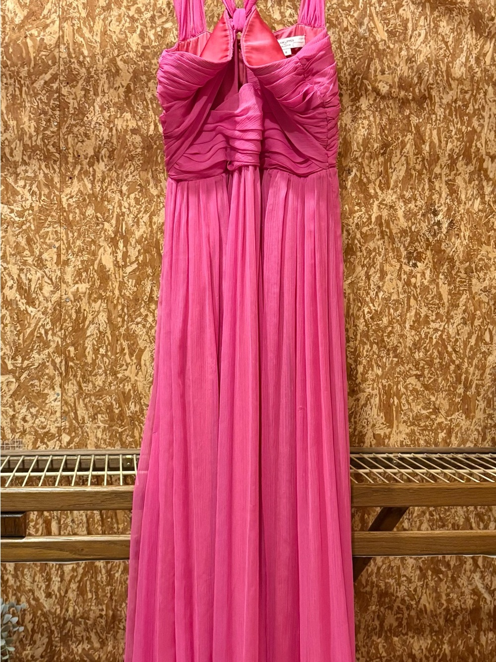 Adam Lippes Hot Pink Pleated Chiffon Maxi Dress